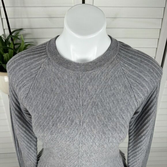 Jonathan Simkhai Gray Ribbed Bell Sleeve Sweater Top Wool Cashmere Blend Size XS - Picture 2 of 9